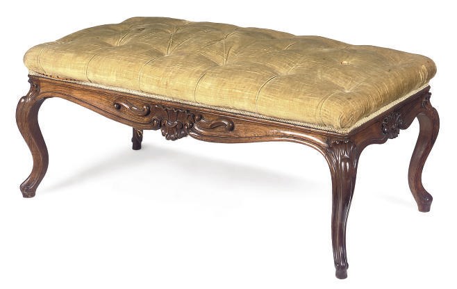 A MID VICTORIAN CARVED ROSEWOOD SALON STOOL