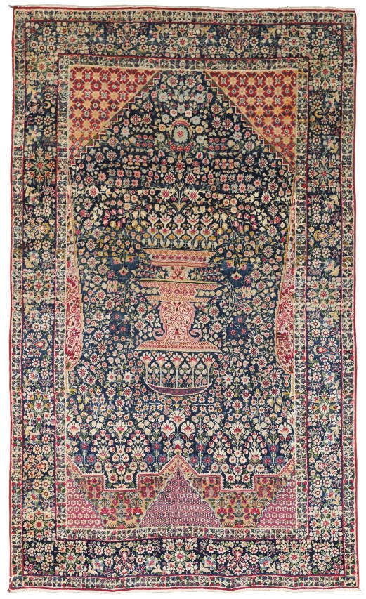 A fine Kirman Laver prayer rug