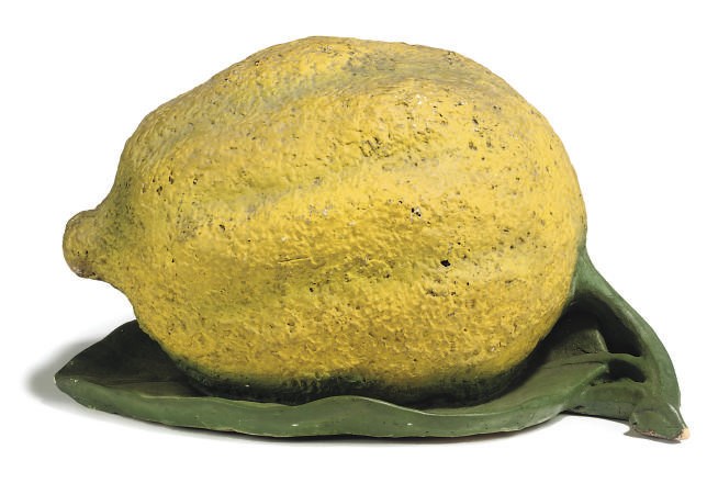 A NOVELTY FRENCH PLASTER OUTSIZE MODEL LEMON