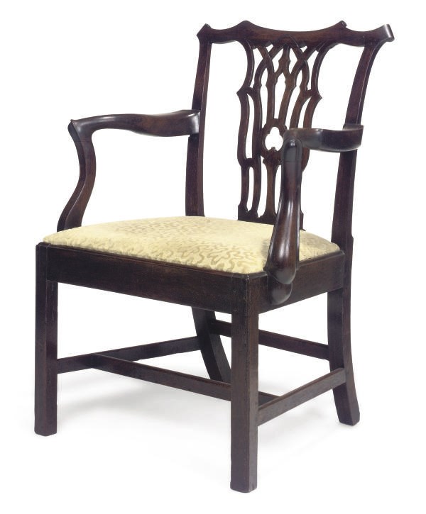 A GEORGE II MAHOGANY ARMCHAIR