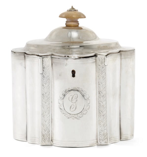 A GEORGE III SILVER TEA CADDY