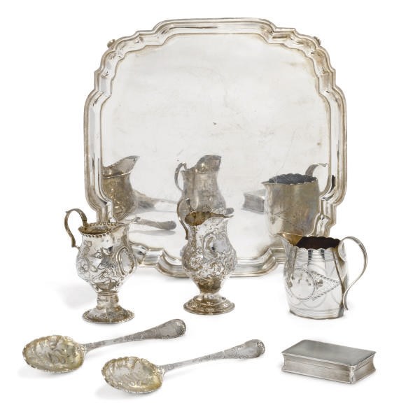THREE GEORGE III SILVER CREAM JUGS