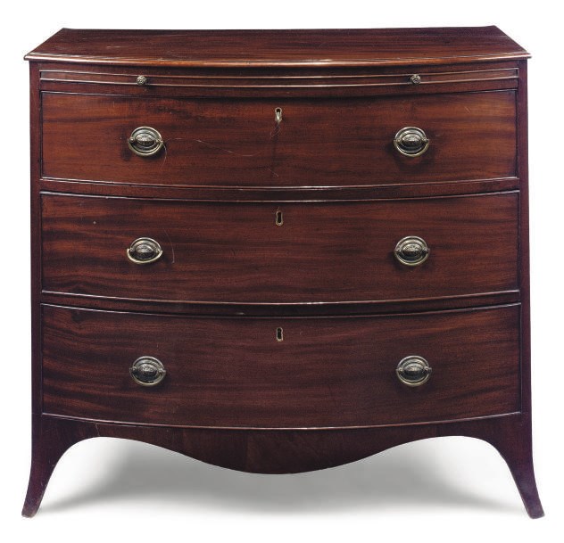 A REGENCY MAHOGANY BOWFRONT CHEST