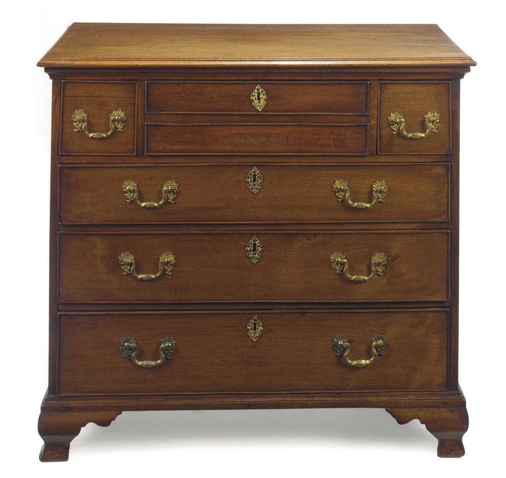 A GEORGE III NORTH COUNTRY MAHOGANY SECRETAIRE-CHEST