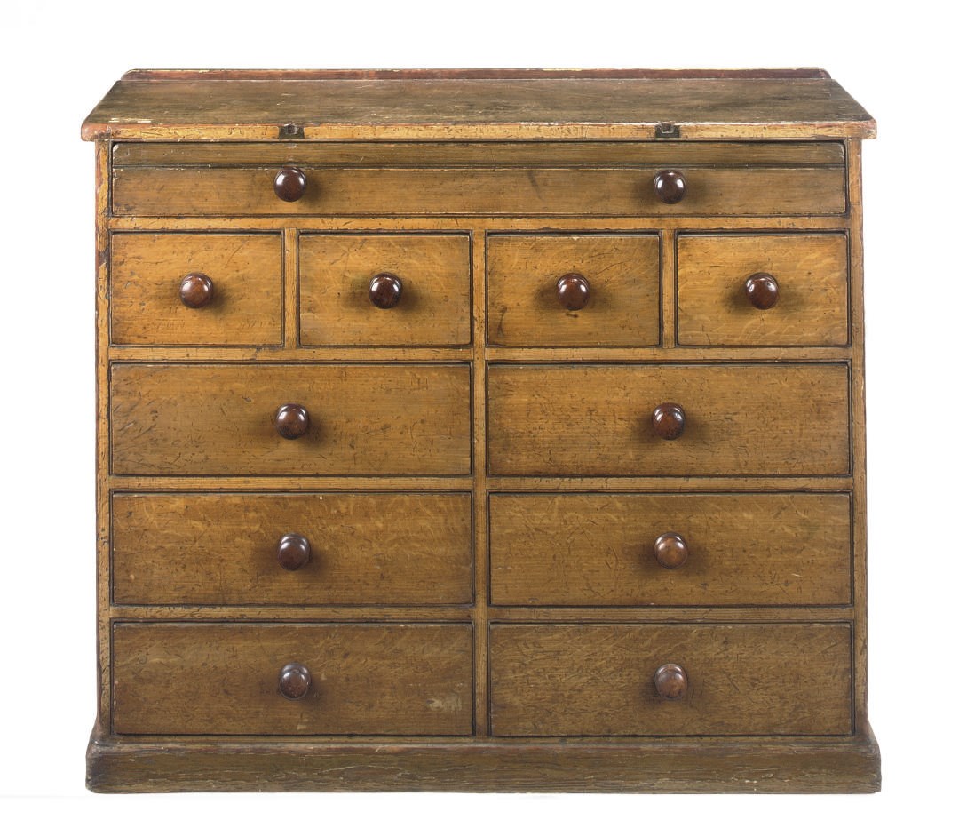 A VICTORIAN PAINTED PINE WRITING-CHEST