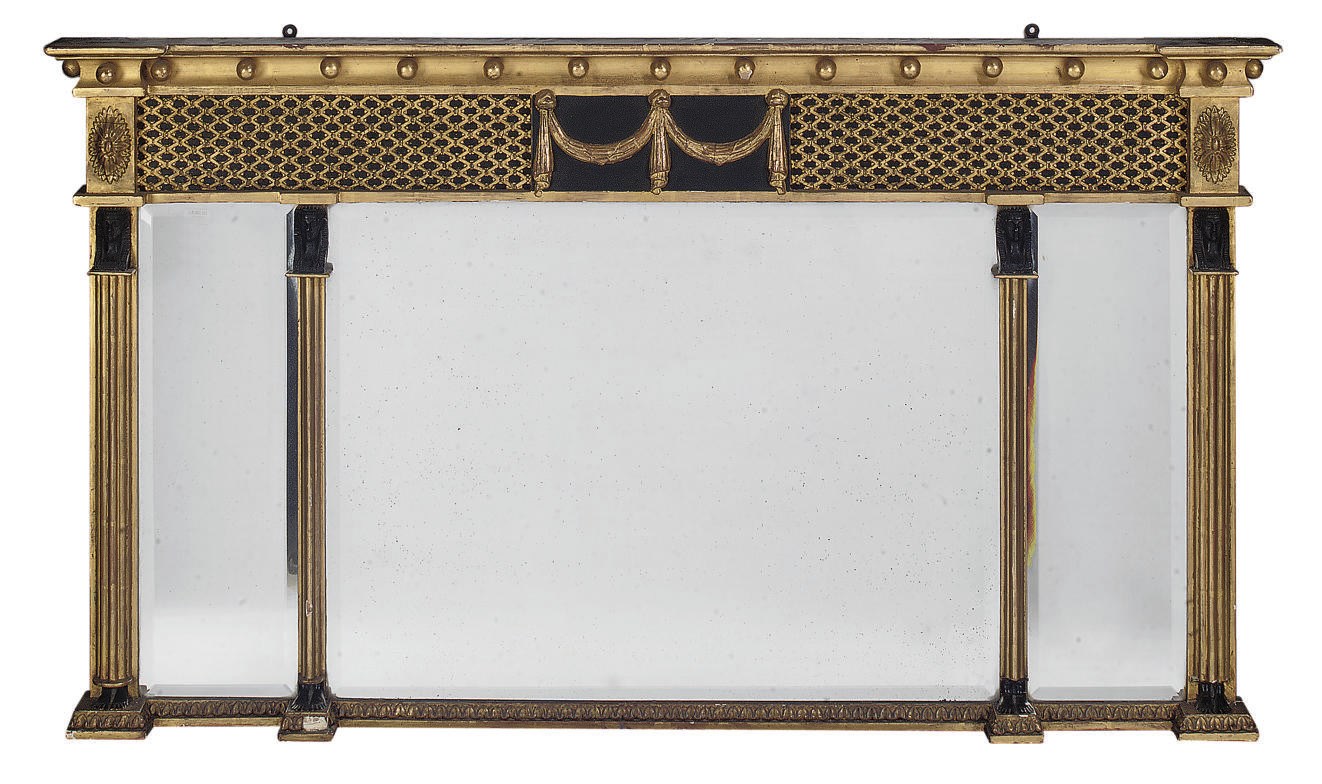 A REGENCY GILTWOOD OVERMANTEL MIRROR
