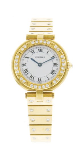 A DIAMOND AND 18K GOLD WATCH, BY CARTIER