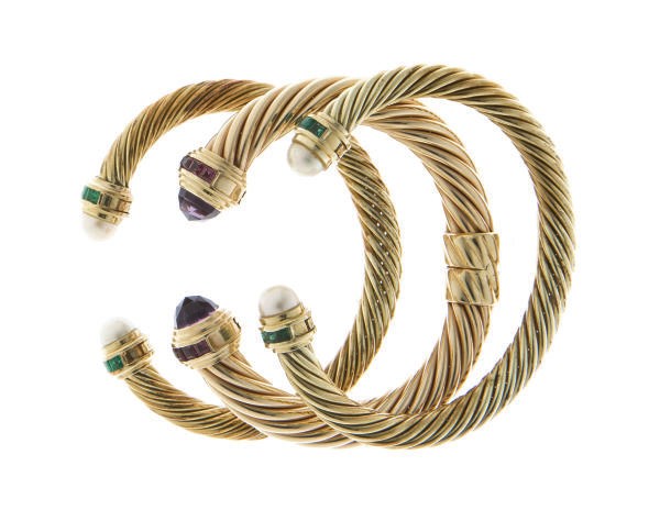 A GROUP OF MULTI-GEM AND 14K GOLD BRACELETS, BY DAVID YURMAN
