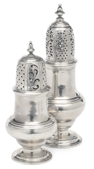 TWO GEORGE II SUGAR CASTERS,