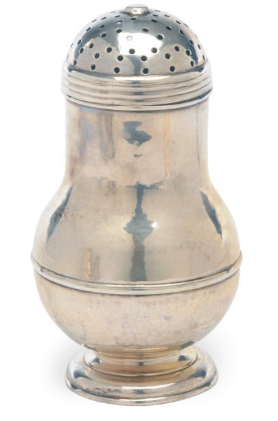 A GEORGE II SILVER MUFFINEER,