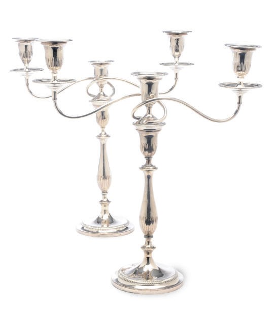 A PAIR OF GEORGE III SHEFFIELD-PLATED THREE LIGHT CANDLEABRA,