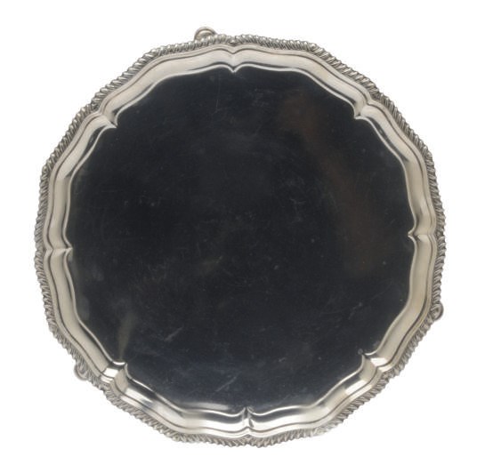 A GEORGE V SILVER WAITER,