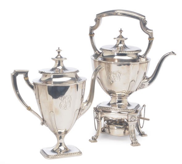 AN AMERICAN SILVER SIX-PIECE TEA SERVICE,**
