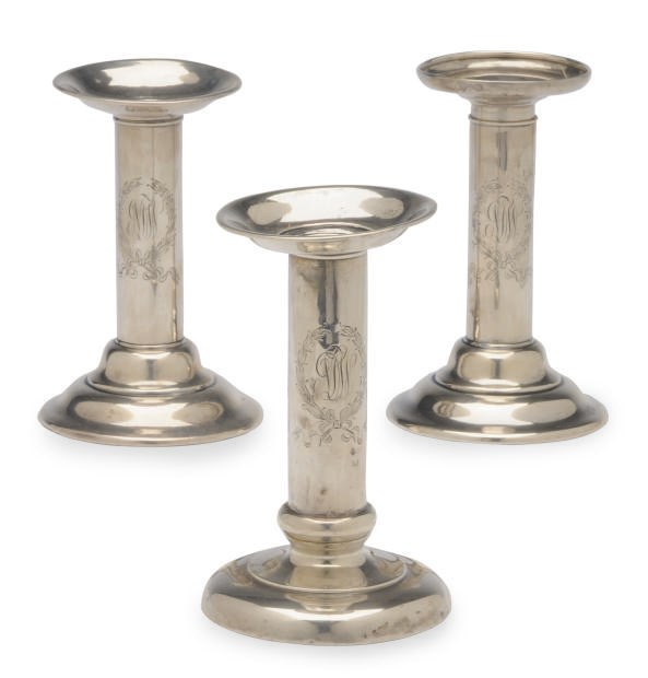 A PAIR OF AMERICAN SILVER CANDLESTICKS,