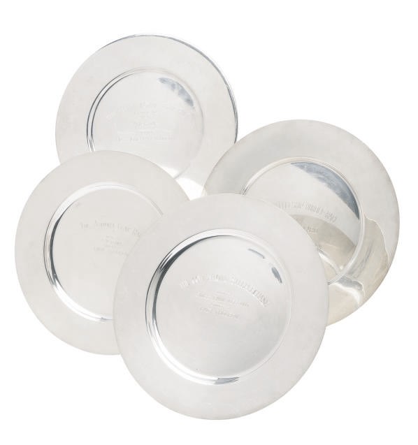 A GROUP OF FOUR AMERICAN SILVER PLATES,