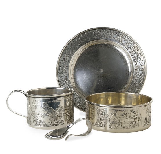 AN AMERICAN SILVER CHILD'S FEEDING SET,