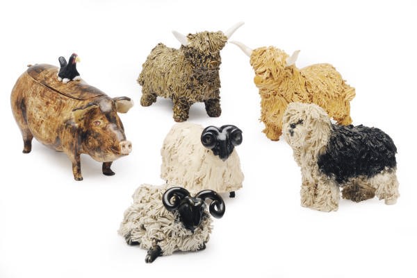 A GROUP OF SCOTTISH CERAMIC MODELS OF ANIMALS,
