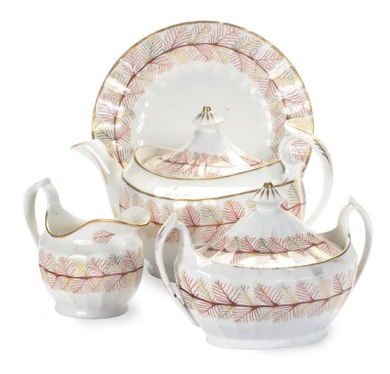 AN ENGLISH PORCELAIN TEA SERVICE,