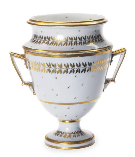 A PARIS PORCELAIN GILT WHITE TWO-HANDLED FRUIT COOLER AND COVER,