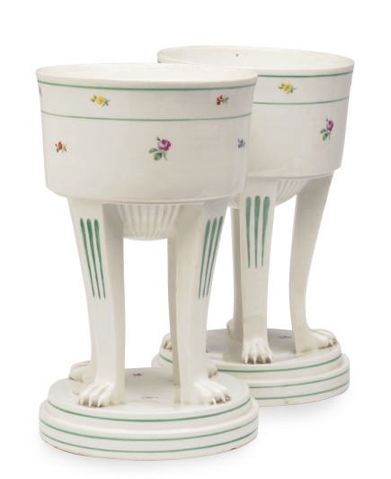 A PAIR OF AUSTRIAN PORCELAIN ICE BUCKETS,
