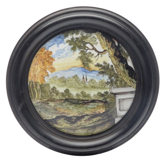 AN ITALIAN MAIOLICA PLAQUE,