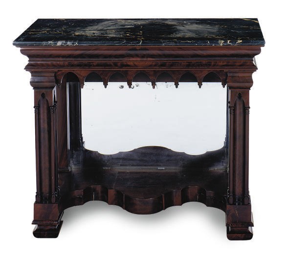 AN AMERICAN GOTHIC REVIVAL MAHOGANY SIDE TABLE,