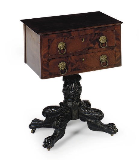 AN AMERICAN EMPIRE MAHOGANY WORK TABLE,