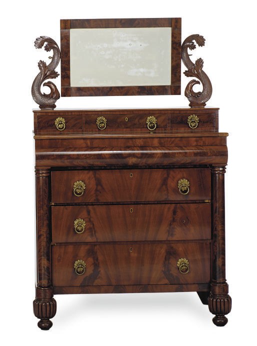 AN AMERICAN EMPIRE MAHOGANY DRESSING BUREAU,