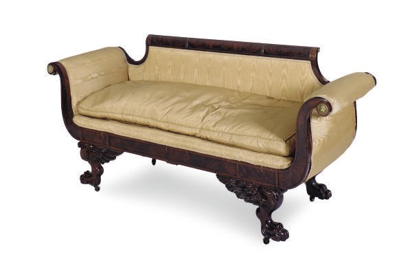 AN AMERICAN CLASSICAL MAHOGANY SOFA,