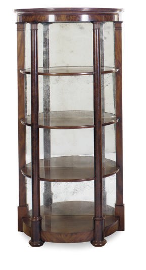 AN AMERICAN MAHOGANY DEMI-LUNE FORM ETAGERE,