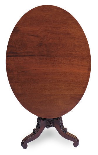 AN AMERICAN MAHOGANY TILT-TOP OVAL TABLE,