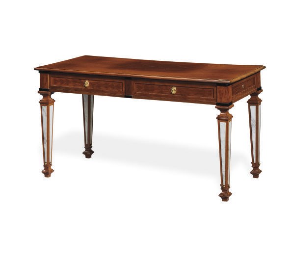 A GERMAN MARBLE-INSET AND ORMOLU-MOUNTED MAHOGANY WRITING TABLE,
