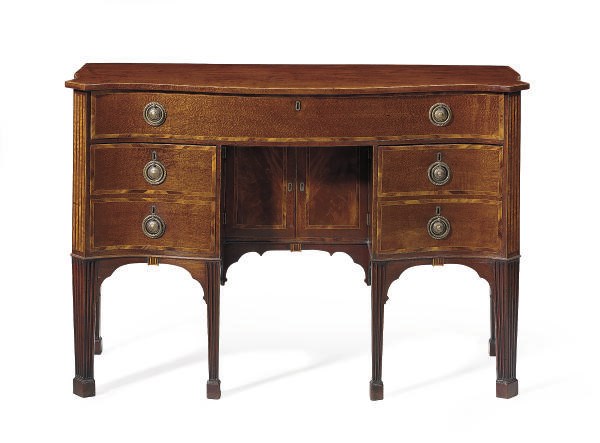 A LATE GEORGE III INLAID-MAHOGANY SIDEBOARD,