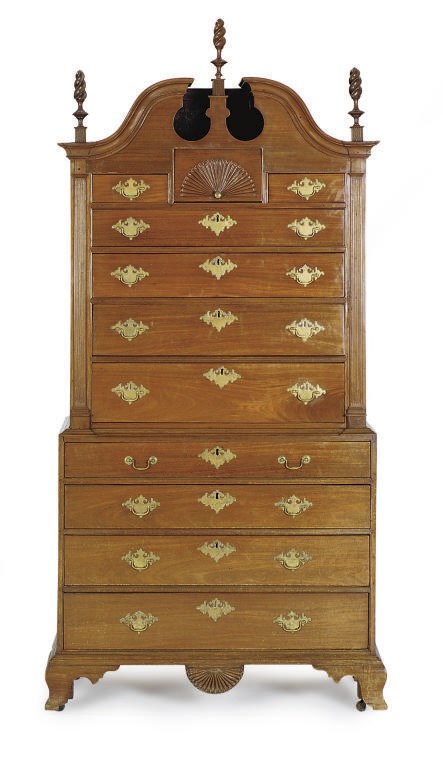 A CHIPPENDALE MAHOGANY CHEST-ON-CHEST,