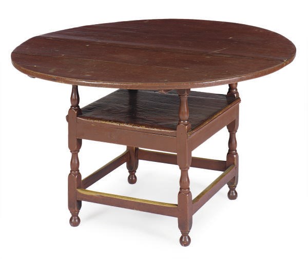 AN AMERICAN WILLIAM AND MARY MAPLE HUTCH TABLE,