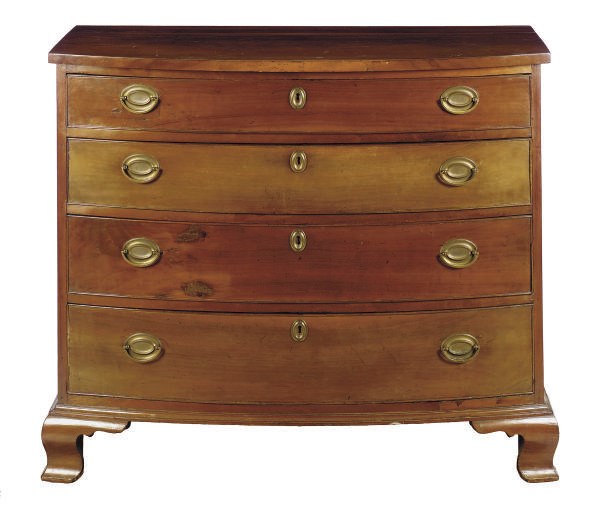 AN AMERICAN MAHOGANY BOWFRONT CHEST OF DRAWERS,