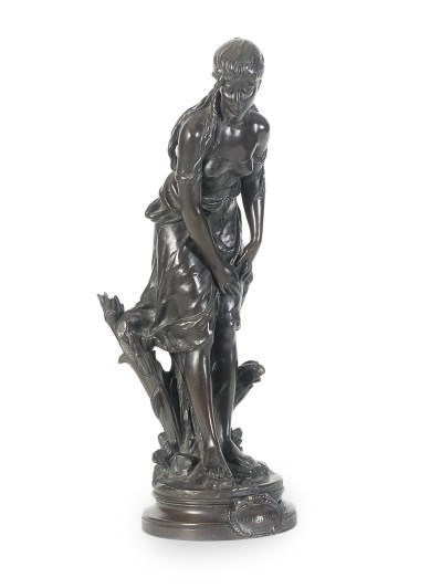 A FRENCH PATINATED BRONZE FIGURE, 'LE RUISSEAU',