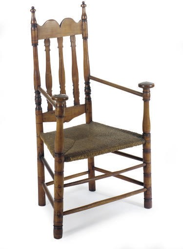 AN AMERICAN WILLIAM AND MARY TURNED MAPLE GREAT CHAIR,