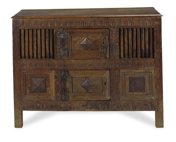 AN OAK CUPBOARD,