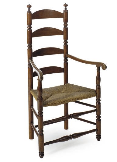 AN AMERICAN WILLIAM AND MARY TURNED MAPLE ARMCHAIR,