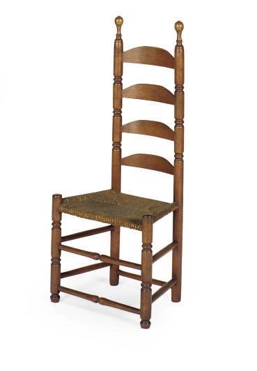 AN AMERICAN WILLIAM AND MARY MAPLE LADDER-BACK SIDE CHAIR,