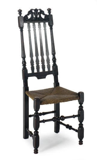 AN AMERICAN WILLIAM AND MARY MAPLE AND ASH RUSH SEAT SIDE CHAIR,