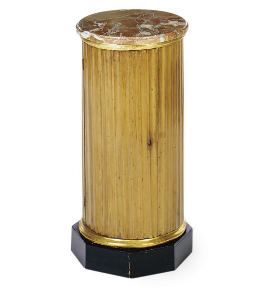 A NORTH EUROPEAN FRUITWOOD AND PARCEL-GILT TABLE DE NUIT,