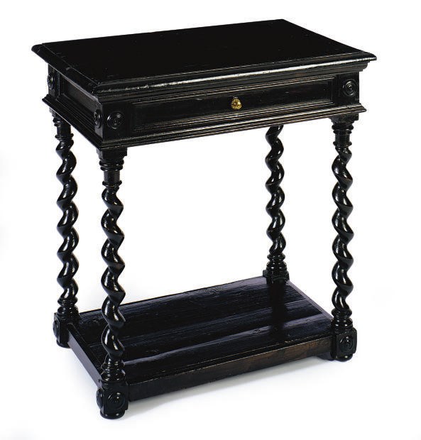 A FRANCO-FLEMISH EBONIZED SIDE TABLE,
