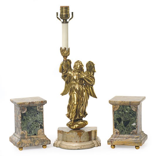 A FRENCH GILT-BRONZE FIGURAL CANDLESTICK,