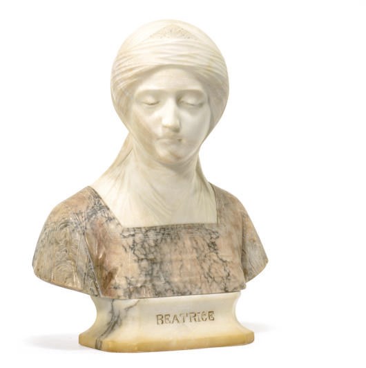 AN ITALIAN MARBLE BUST OF BEATRICE,