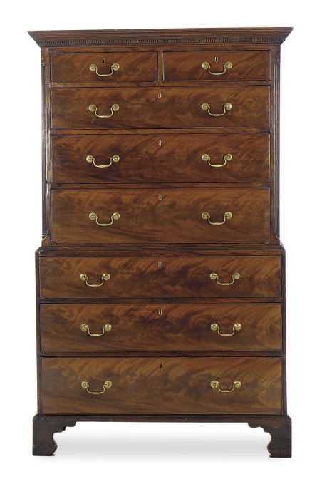 A GEORGE III MAHOGANY CHEST-ON-CHEST,