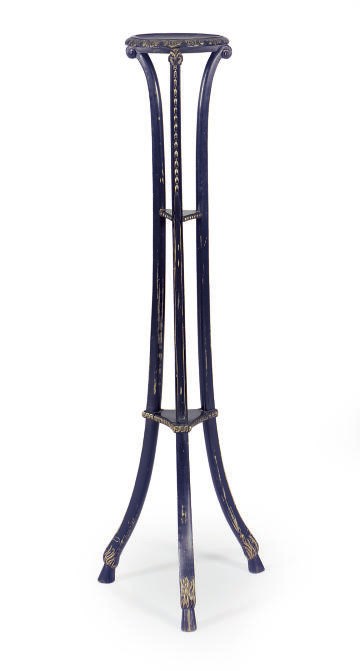 AN EBONIZED AND PARCEL-GILT PEDESTAL,
