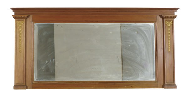 A MAHOGANY AND MIRRORED HEADBOARD,
