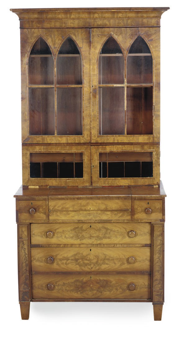 AN AMERICAN MAHOGANY SECRETARY-BOOKCASE,
